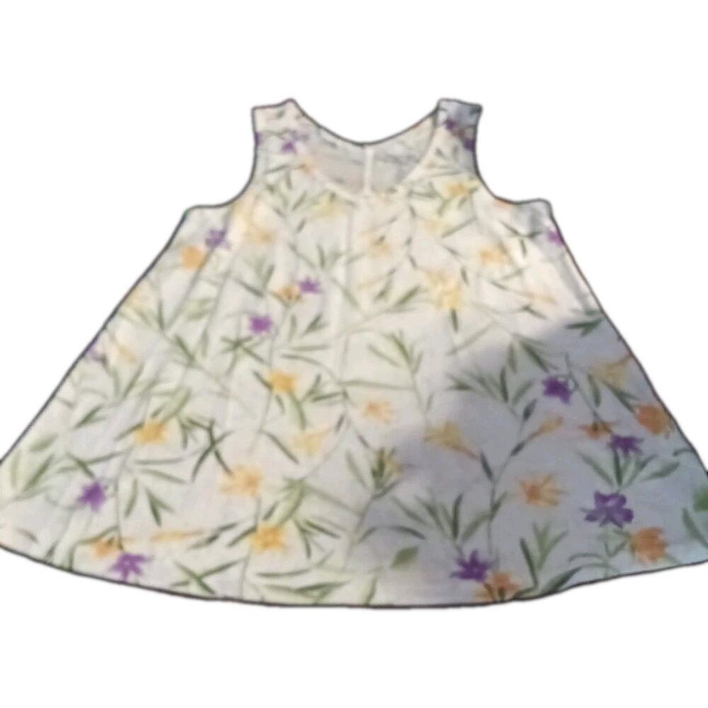 gap women's Tank Top Linen Blend Floral Flare Sz. Xs